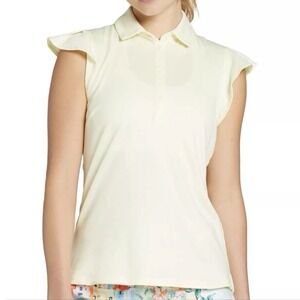 Walter Hagen Women's Yellow Sleeveless Golf Polo‎ Shirt XXL Ruffle Sleeve NWT